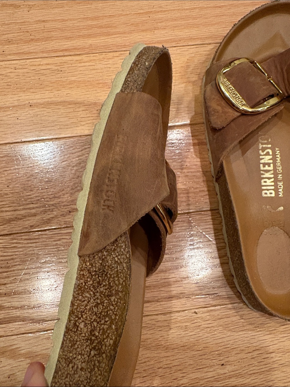Birkenstock Women’s Brown Suede Single-Buckle Slide Sandals - Picture 5 of 8
